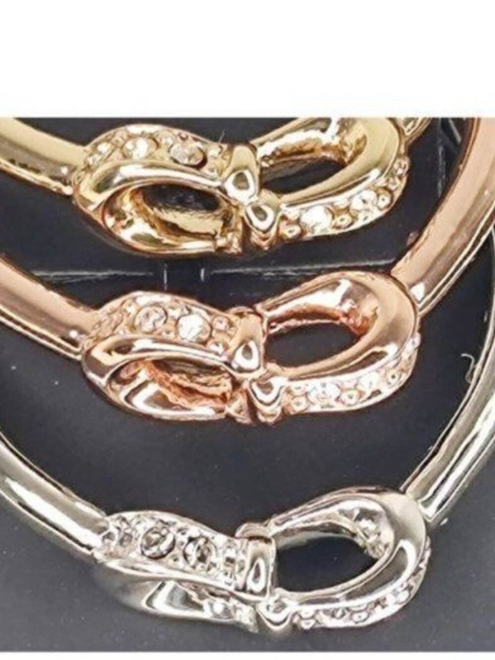 COACH  Signature logo Pave Crystals Ring Set 7 - Set of 3 Stackables Interlock - Picture 6 of 8